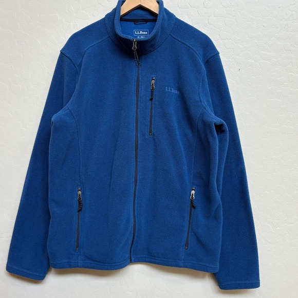 L.L.Bean Fleece Jacket Full Zip Pockets Polartec Blue Performance Active XL Tall - Picture 1 of 11
